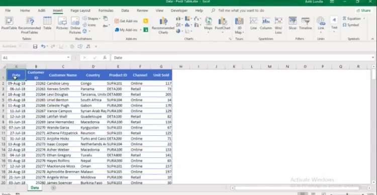Tables and Formulas with Excel